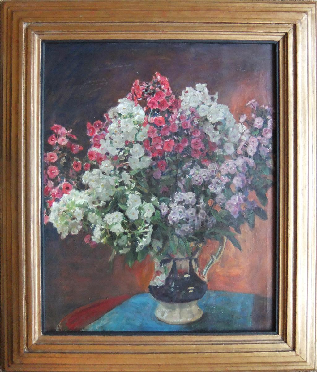 Fred Stead oil painting  still life flowers Yorkshire