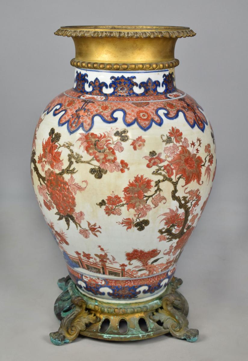 A large Chinese Imari vase, c.1730, with later French mounts