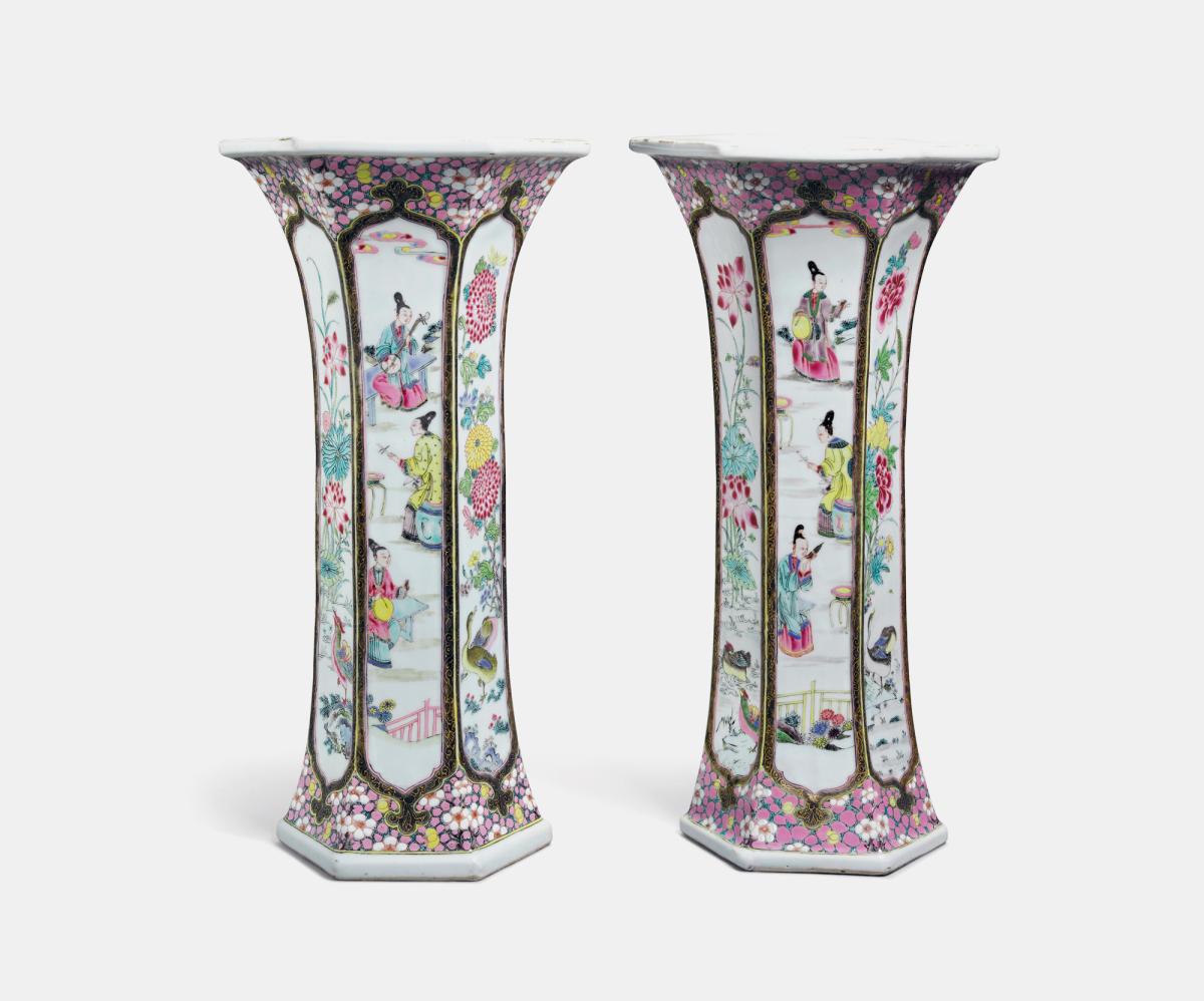 Chinese Export Porcelain Famille Rose Beaker Vases, Yongzheng Period, Circa 1730-35