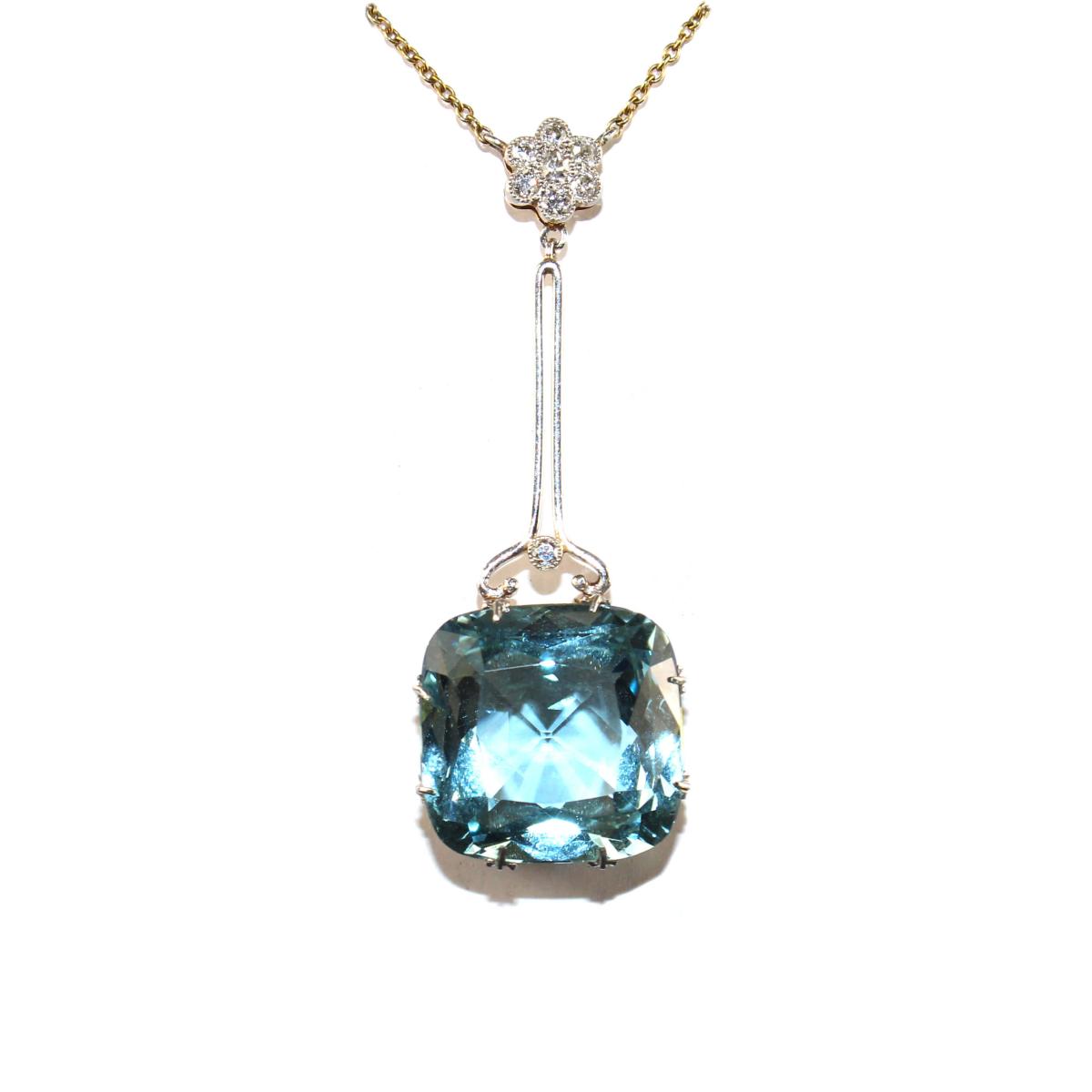 Edwardian Aquamarine and Diamond Necklace circa 1920 | BADA
