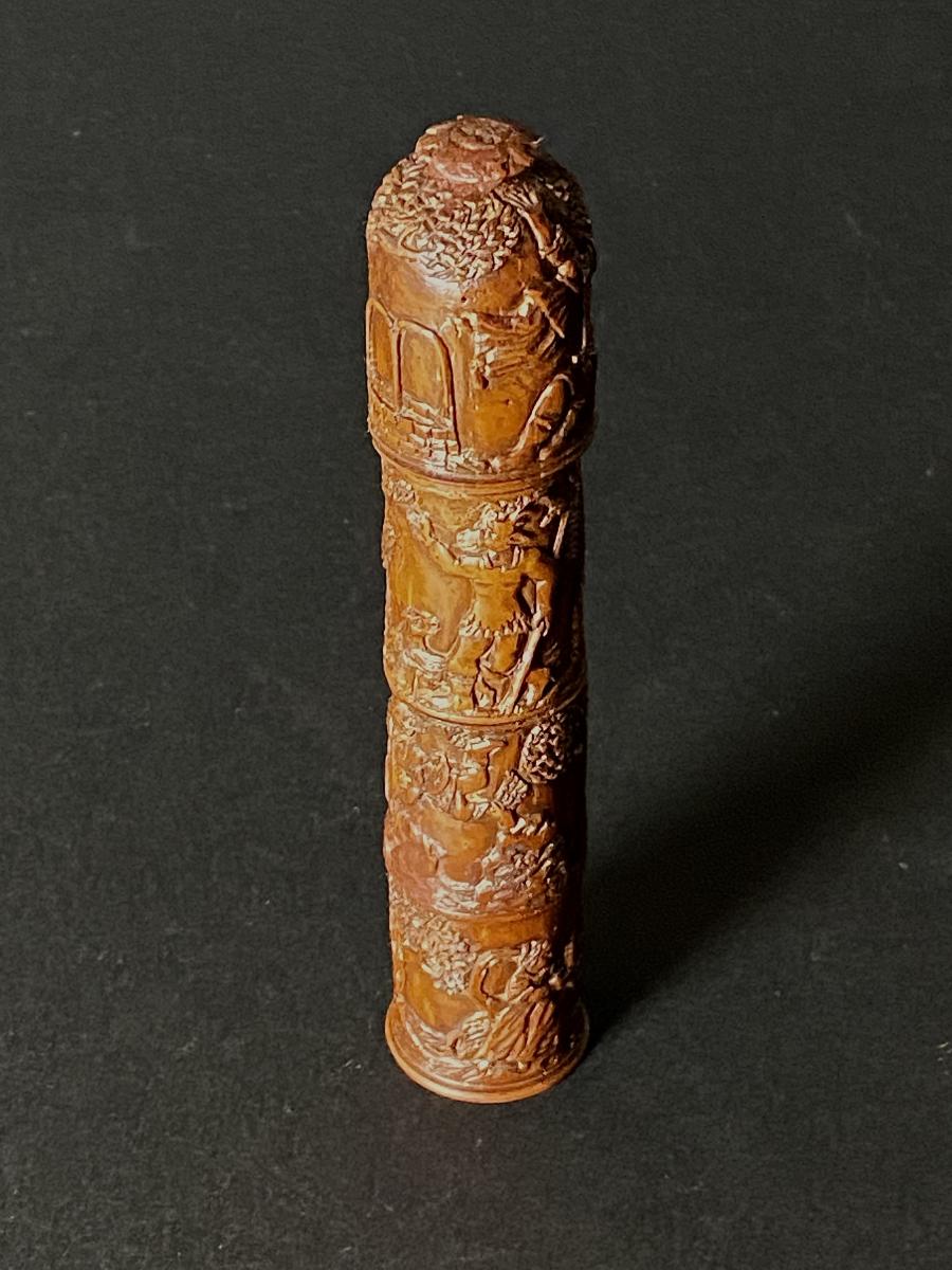 18th Century Coquilla Nut carved Sailors Needle Case