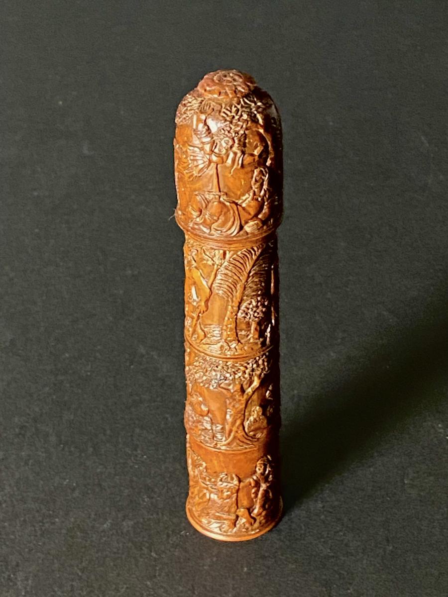 18th Century Coquilla Nut carved Sailors Needle Case