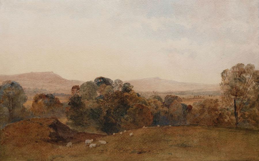 Peter de Wint (1784-1849), Sheep on the Clee Hills, Shropshire