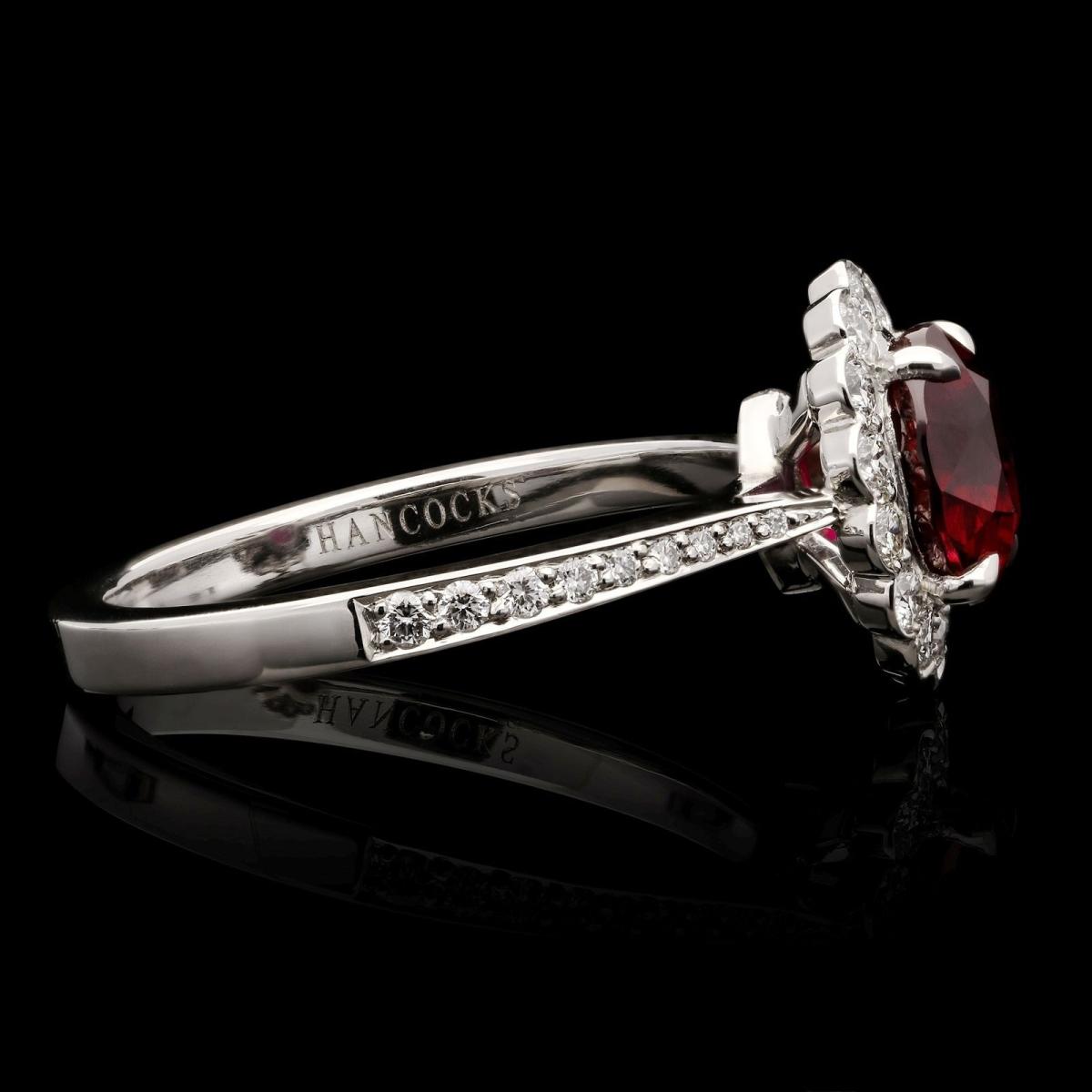 Hancocks Classic 1.57ct Oval Ruby And Round Brilliant Diamond Cluster Ring
