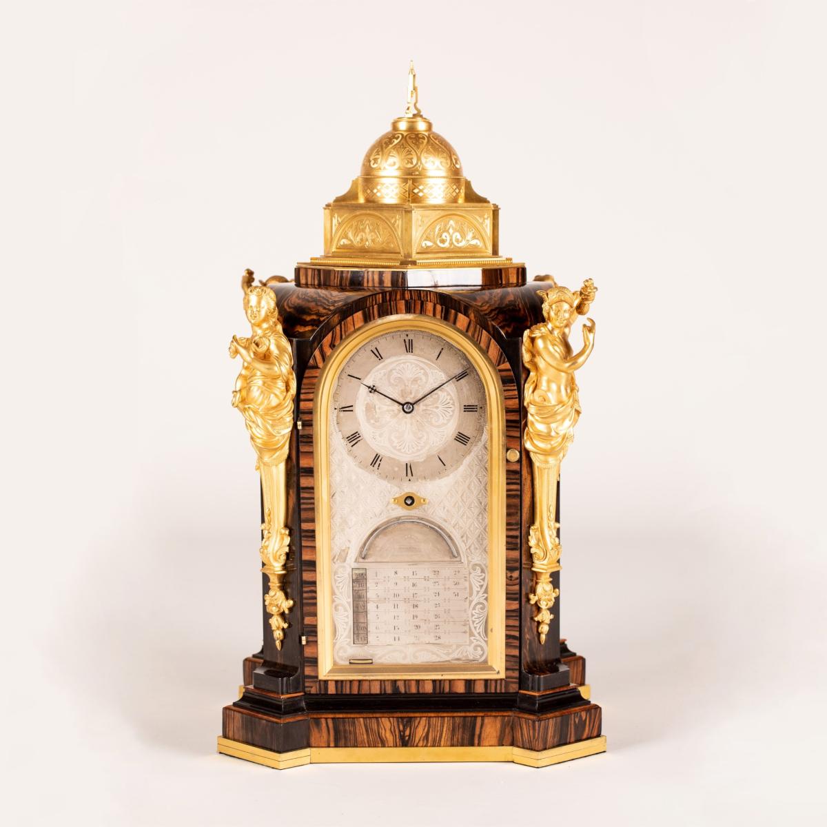 A Superb Coromandel-Veneered Mantle Clock by Thomas Cole