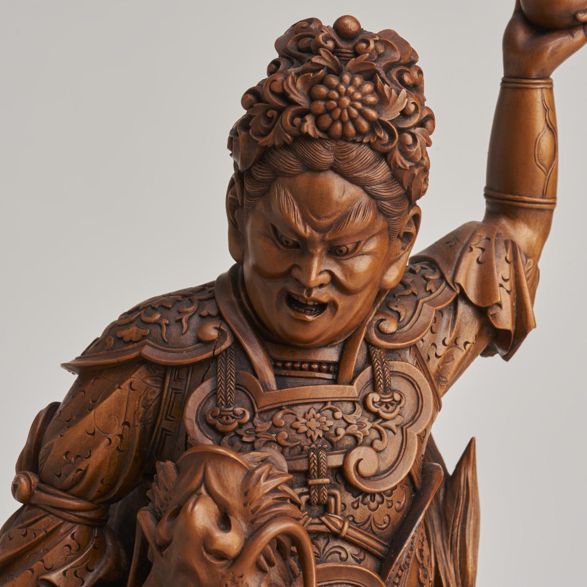 A beautiful, late 19th Japanese Century wood carving Okimono of Ryujin, God of the Sea