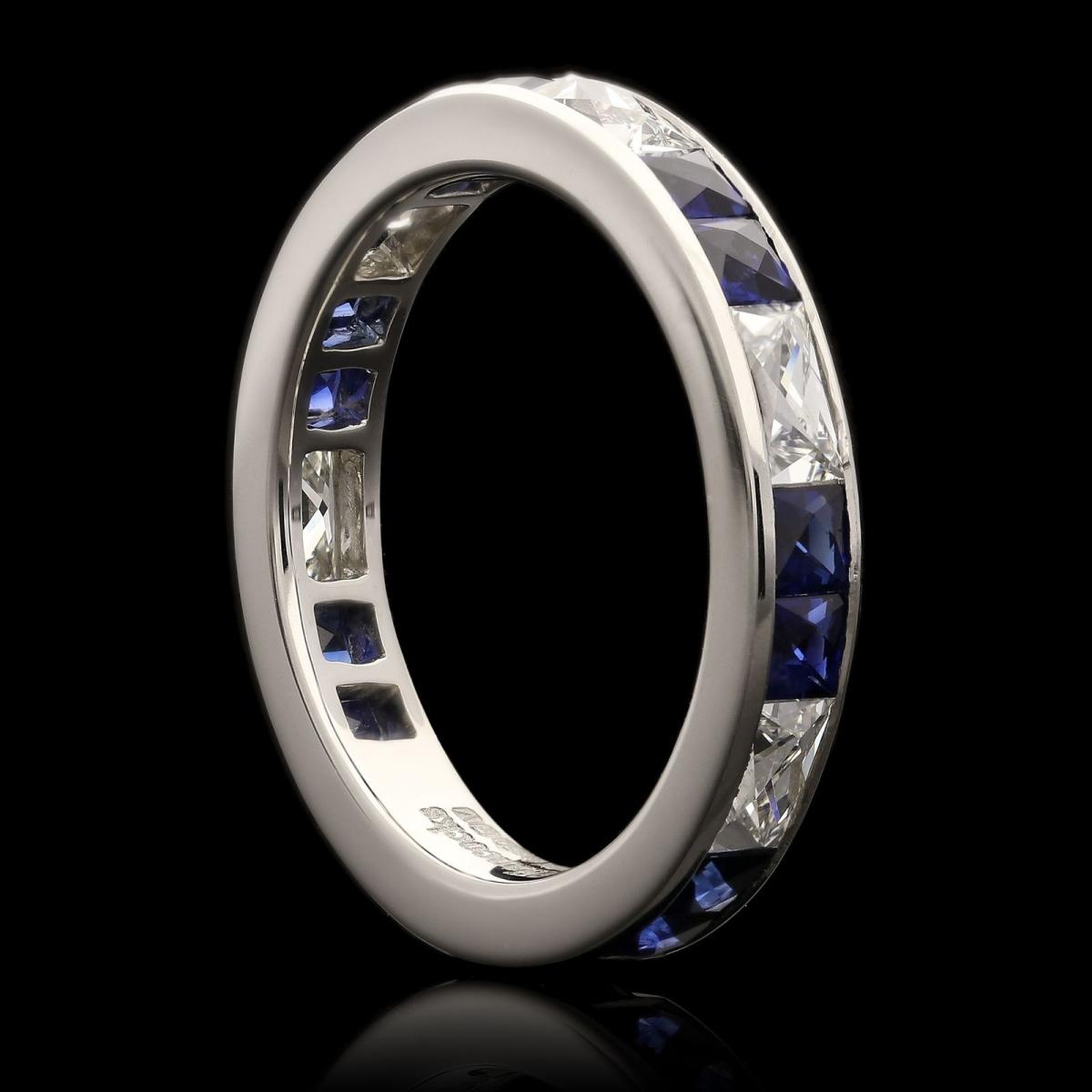 French Cut Diamond And Sapphire Eternity Ring
