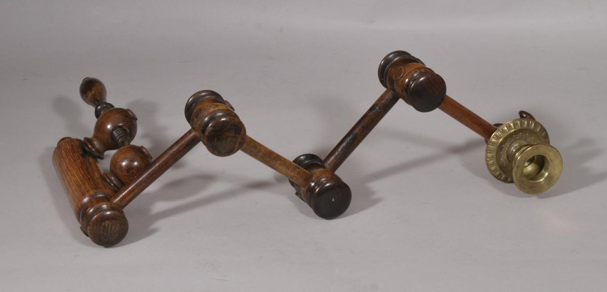 S/5204 Antique Treen 19th Century Goncalo Alves Travelling Adjustable Candlestick