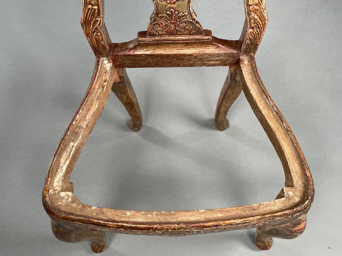 18th Century Silver Gilt Painted Side Chair