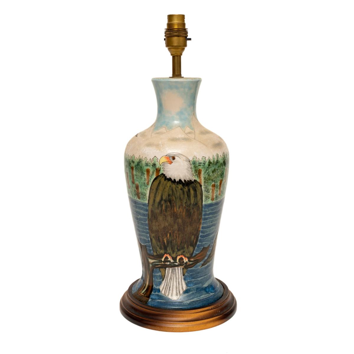 Vintage Cobridge Stoneware Eagles Table Lamp