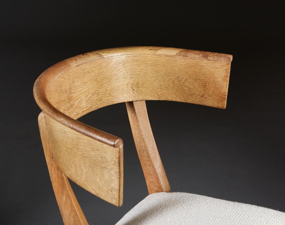 Unusual Pair of Oak Klismos Chairs