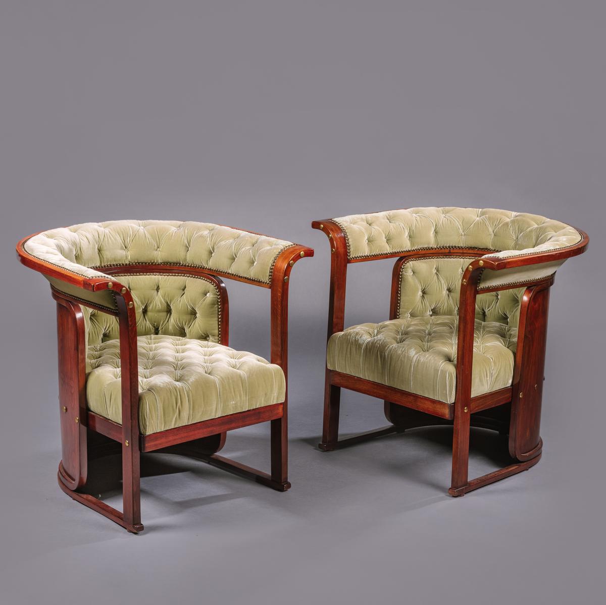 A Pair Of 'Buenos Aires' Armchairs By Jacob & Joseph Kohn Designed by Joseph Hoffman