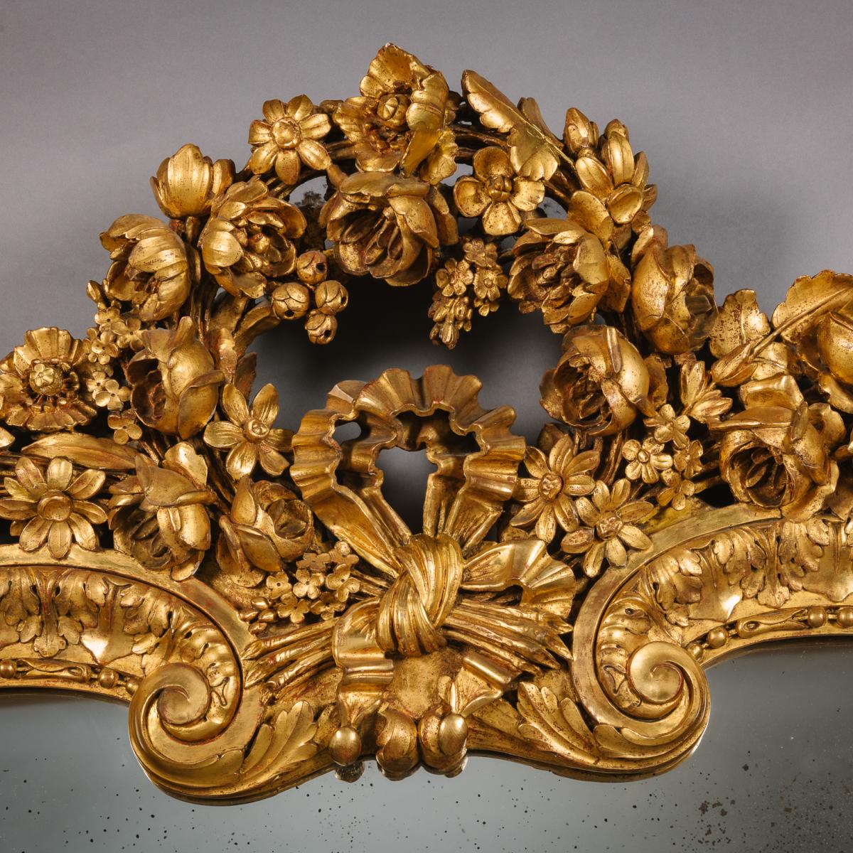 Louis XVI Style Carved Giltwood and Gesso Overmantel Mirror