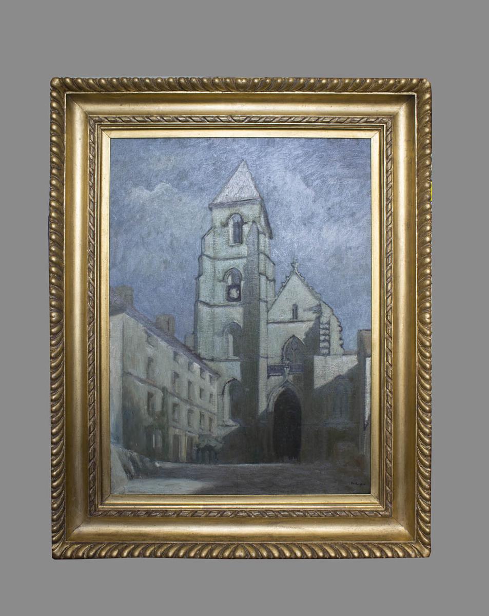 Sir William Rothenstein (1872-1945). The Church of St. Seine l'Abbaye by Moonlight