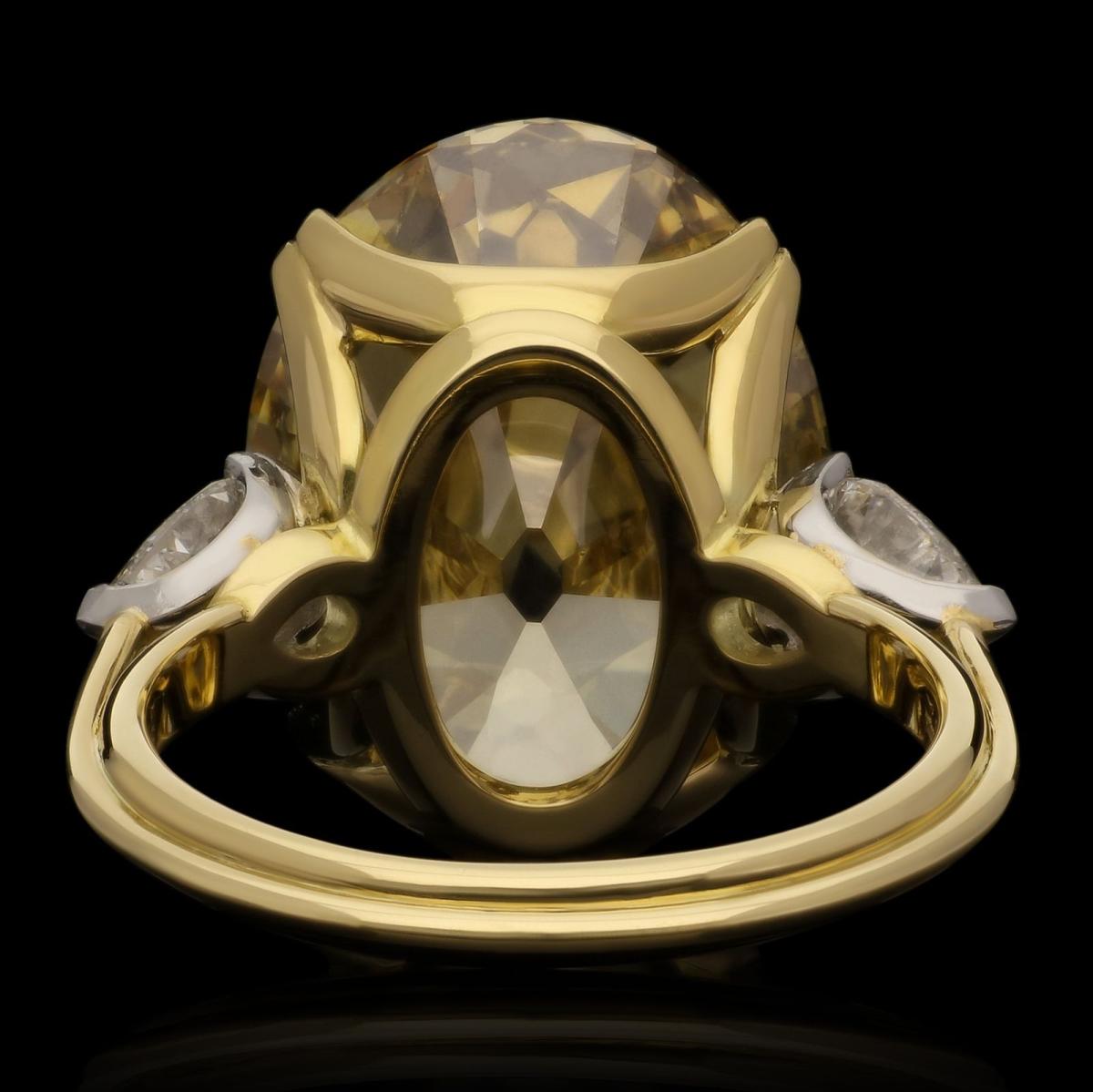 Hancocks 11.15ct Fancy Colour Old Cut Oval Diamond Ring Contemporary