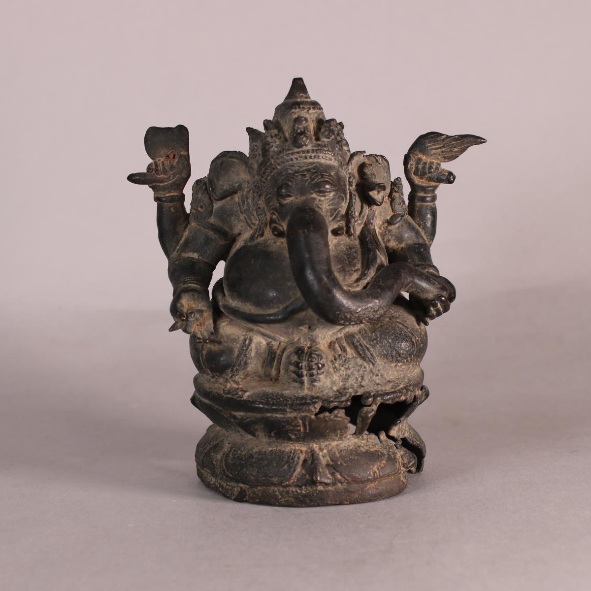 Javanese bronze figure of four-armed Ganesh