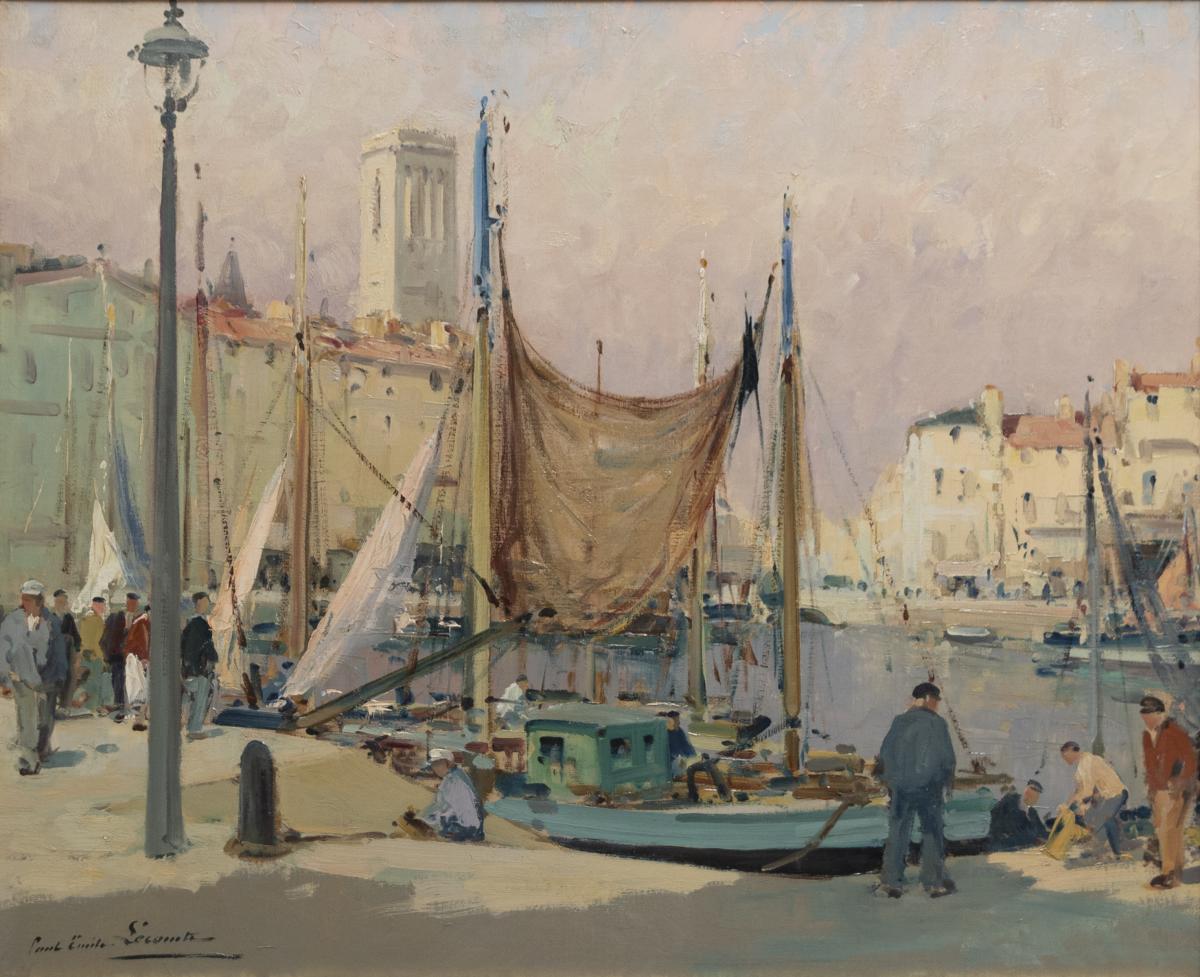 Le Vieux Port, La Rochelle et l'Eglise Saint-Sauveur by Paul Emile Lecomte (1877 - 1950)