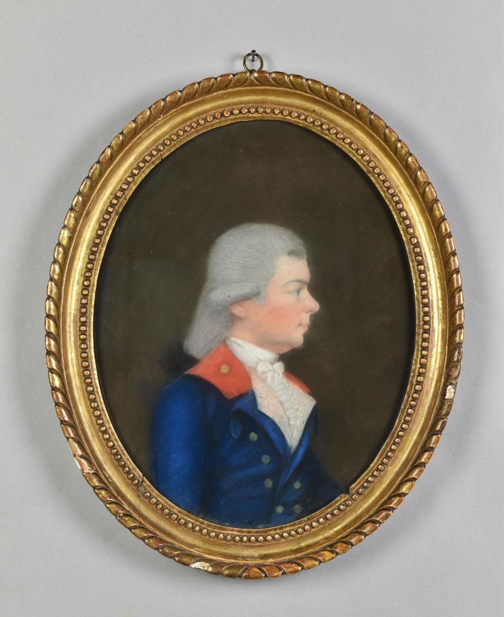 Pair of pastel portraits of a lady and gentleman in Windsor Uniform, c.1800