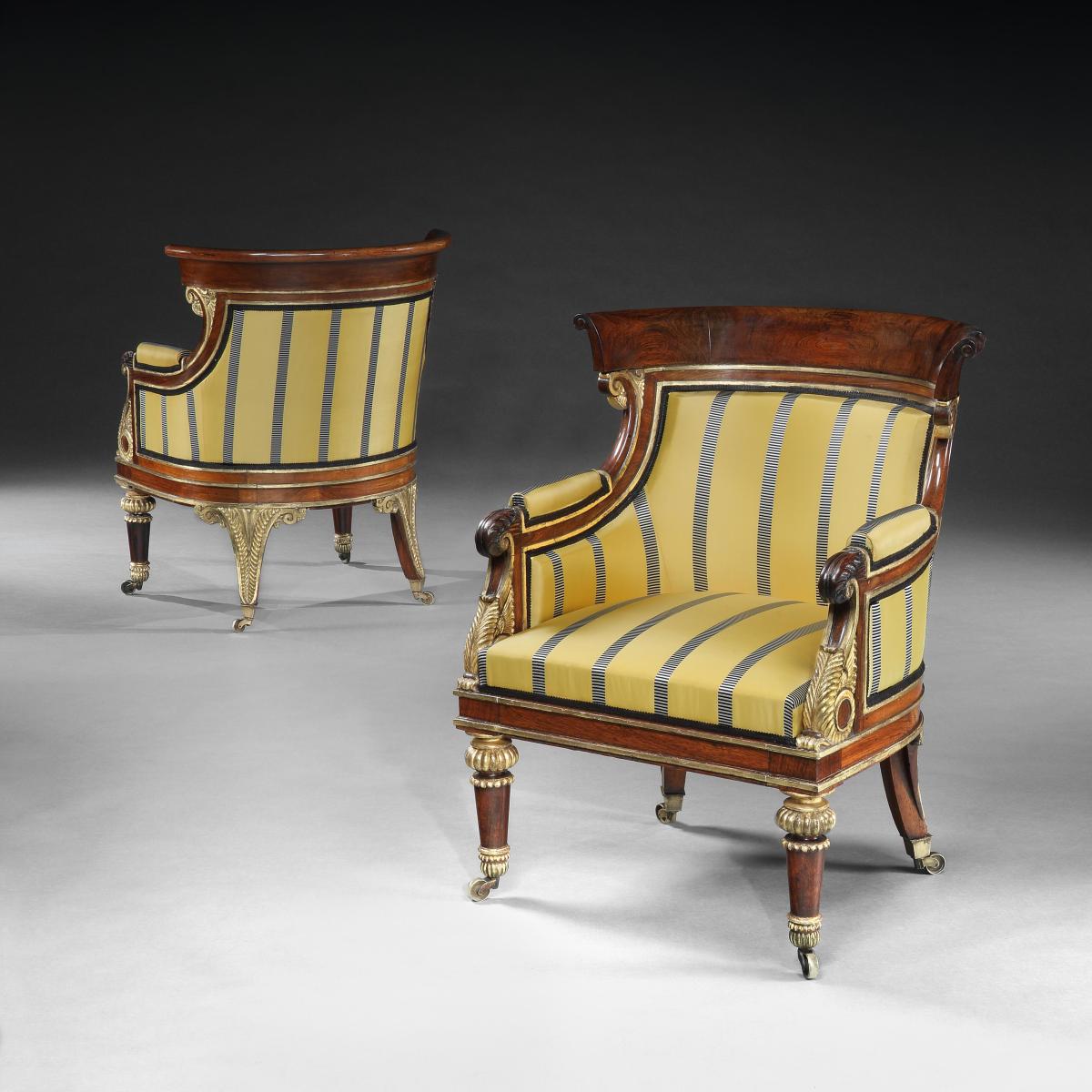 Pair of Regency Library- Salon Chairs by Morel and Hughes