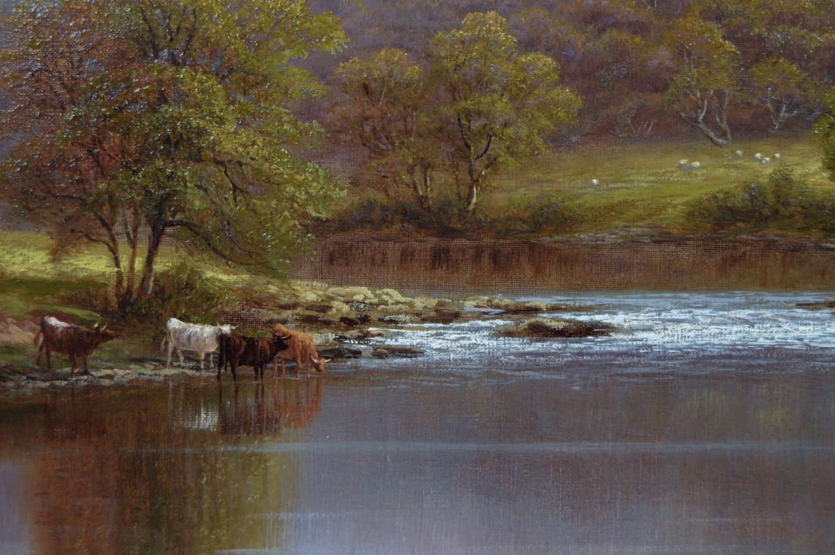 Yorkshire river landscape oil painting by William Mellor