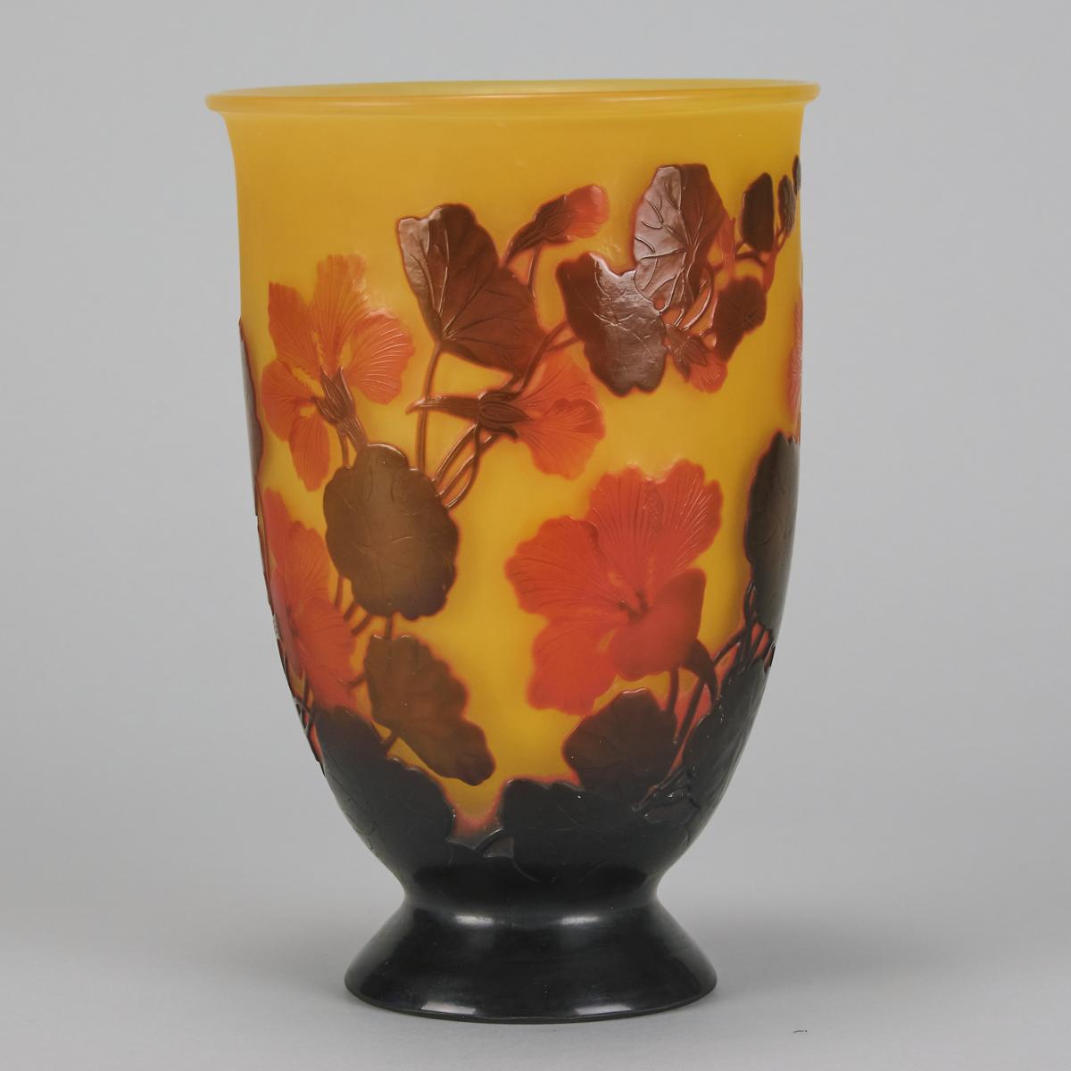 Early 20th Century Cameo Glass Vase Entitled "Floral Vase" by Emile Gallé
