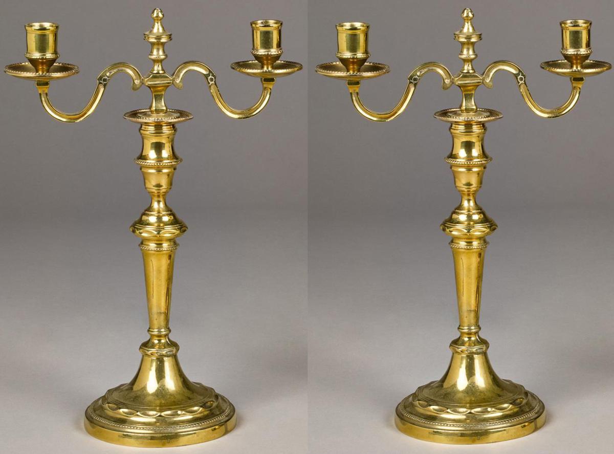 French Large Brass Candelabra, Circa 1800