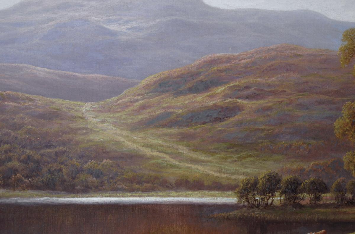 Landscape oil painting of Rydal Lake in the Lake District by William Mellor