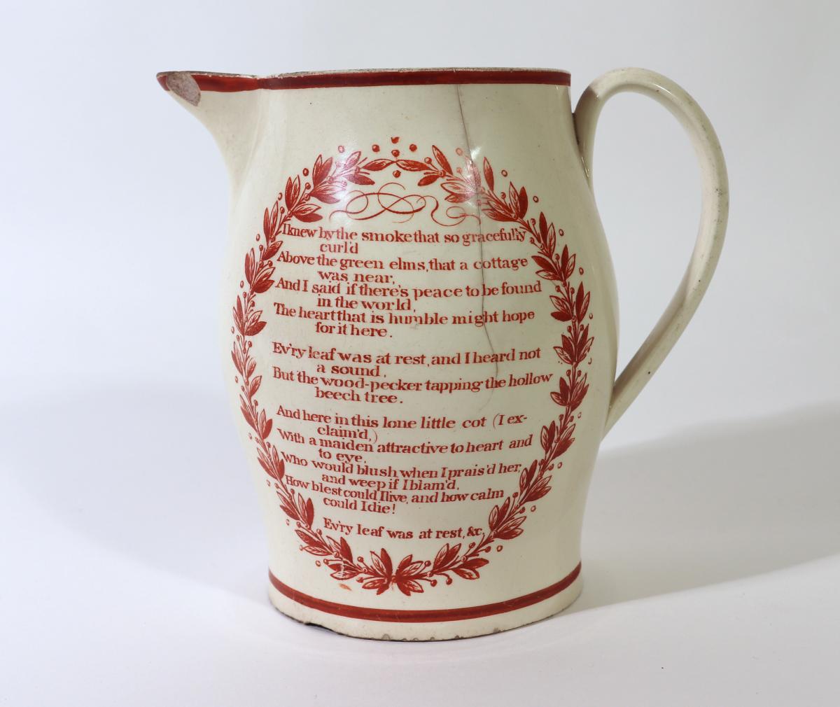 English Creamware Jug with "Success to the Crooked but interesting Town of Boston" Inscription, Reference to Boston, MA, Probably Liverpool, 1800