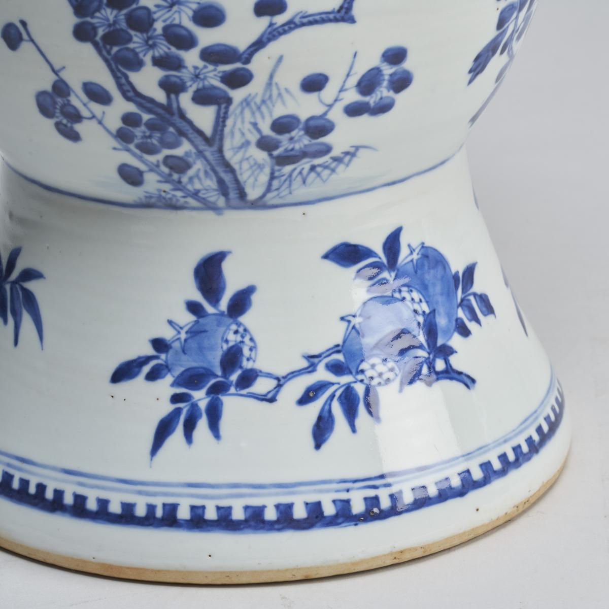 An attractive pair of large, Chinese 19th Century blue and white vases