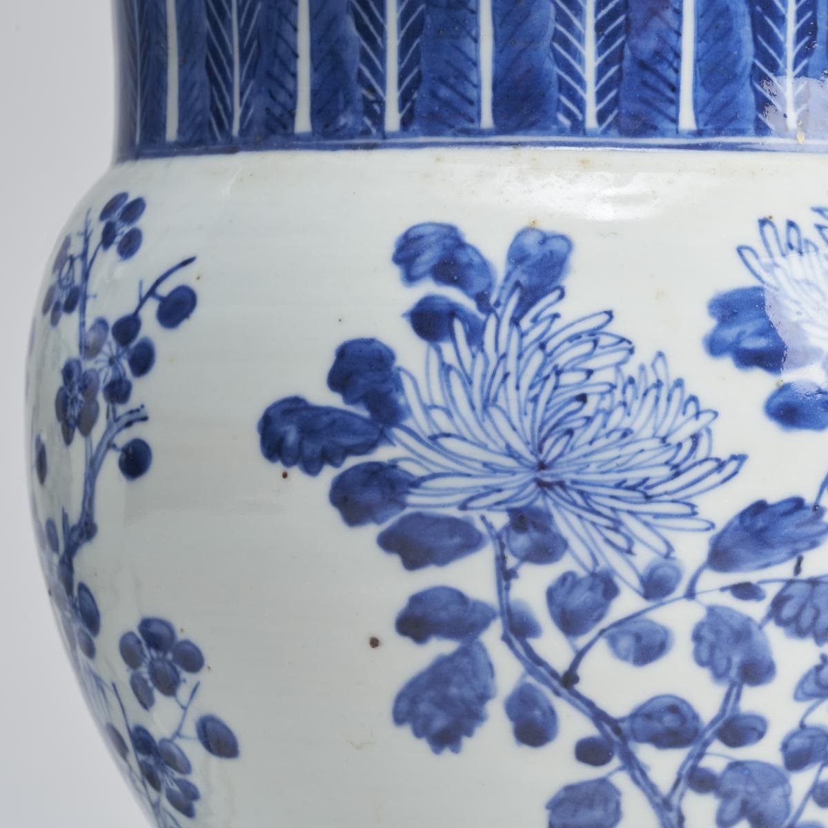 An attractive pair of large, Chinese 19th Century blue and white vases