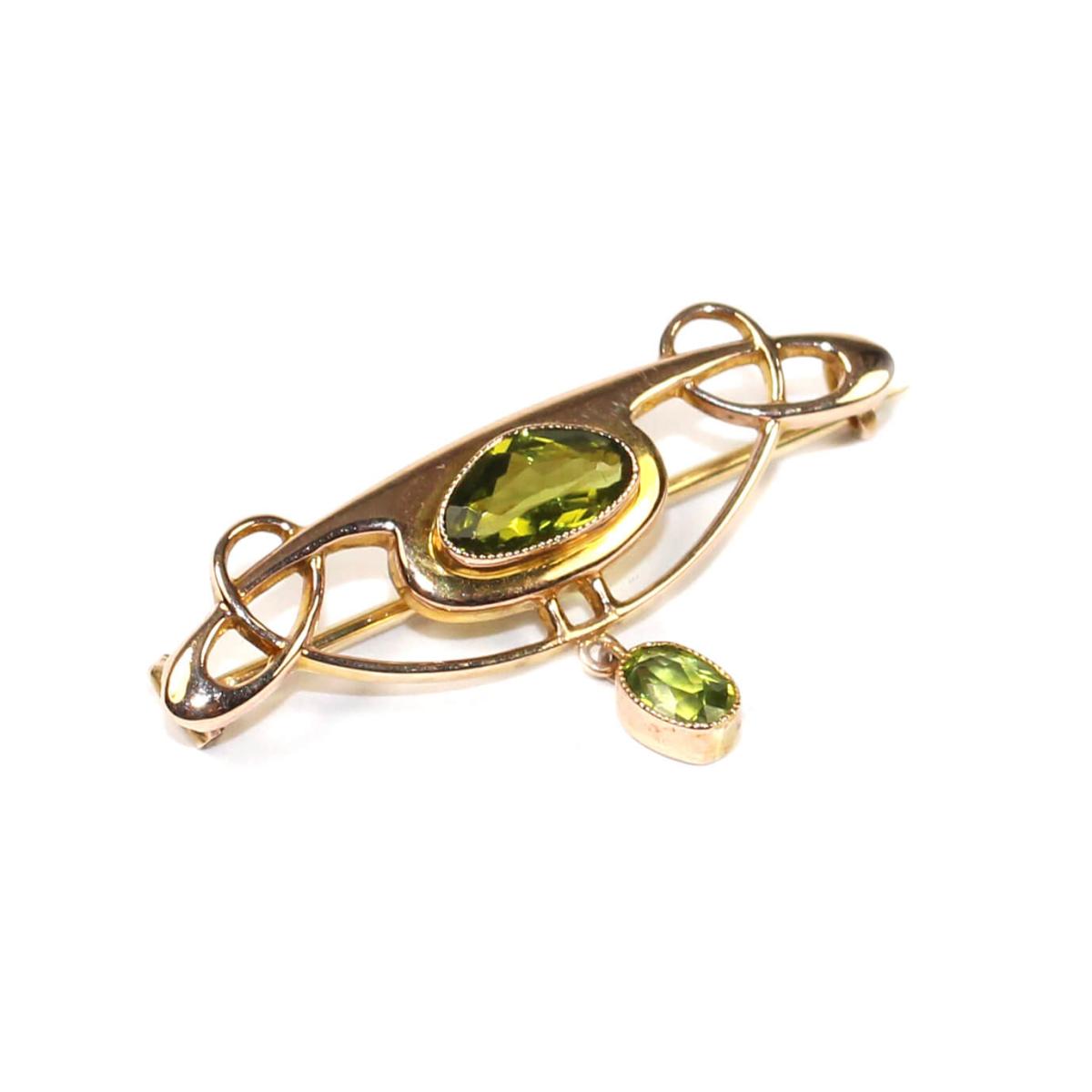 Art Nouveau Peridot Brooch circa 1905