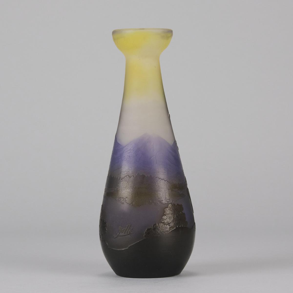 Art Nouveau cameo glass vase entitled "Slender Landscape Vase" by Gallé - Cicra 1900