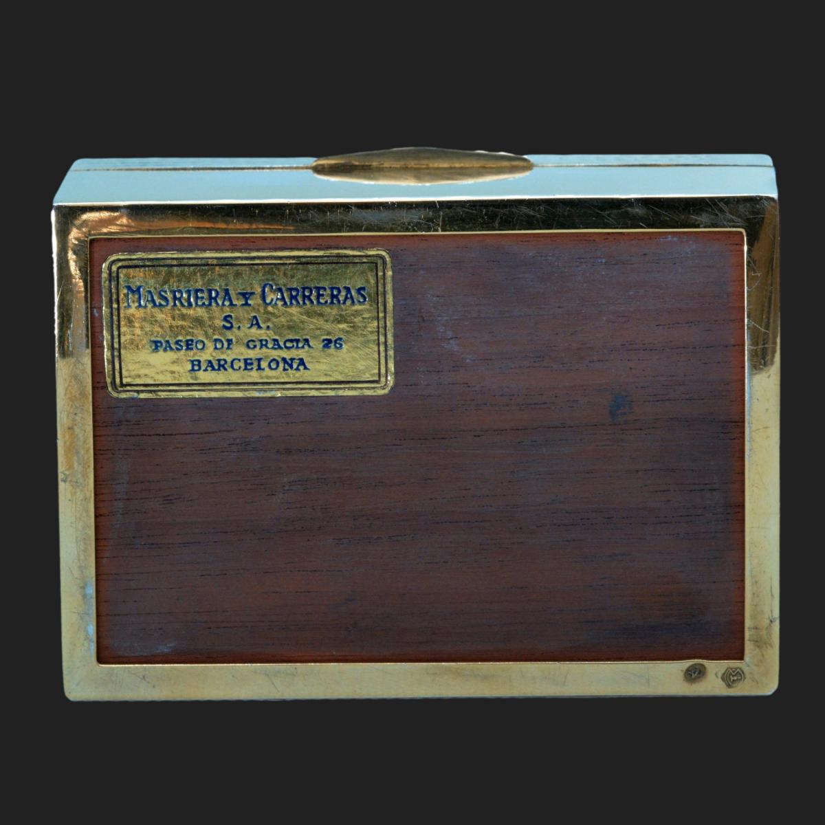 A Masriera y Carreras retailed silver gilt enamel box
