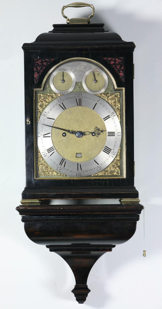 Benjamin Vulliamy, London, No 311. A Fine Ebonised Shallow Bell Top Bracket Clock Of Small Proportions Together With A Purpose Made Bracket. Dated 1798.
