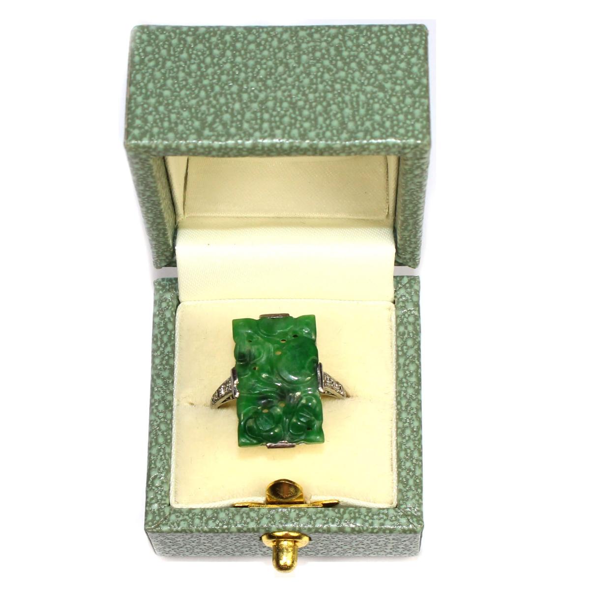 Art Deco Jade Ring circa 1930