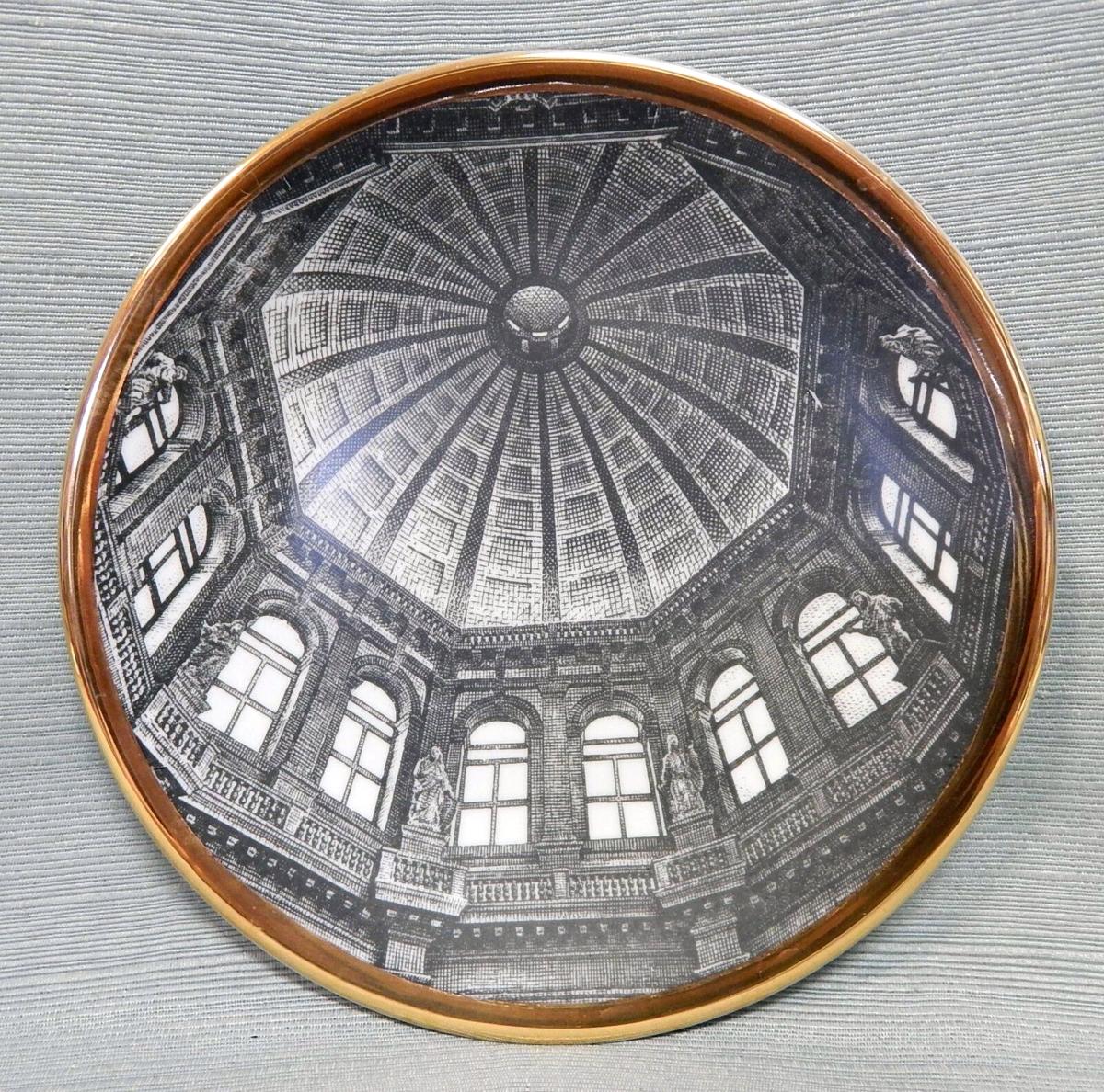 Vintage 1960s Piero Fornasetti Church Dome Porcelain Plate, Cupole d'Italia, #6,  "S. Maria della Salute a Venezia"