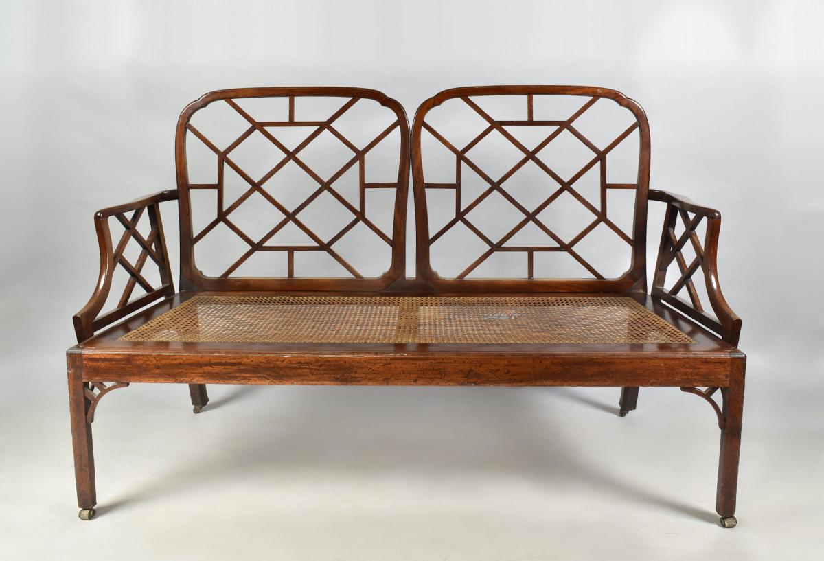 Chippendale period mahogany settee of Brocket Hall type, c.1770