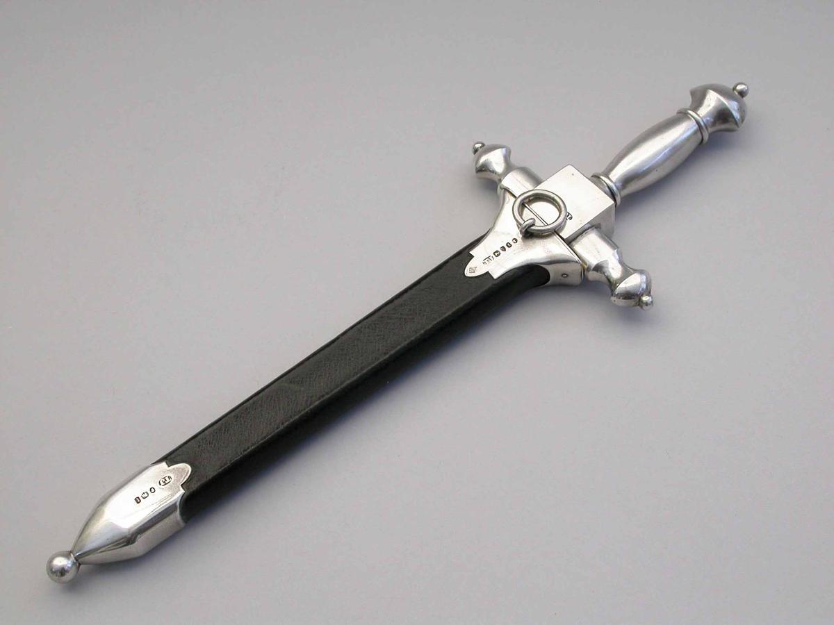 Rare Victorian Silver Gentleman's Dagger & Scabbard Fan. By Thomas Johnson, London, 1874