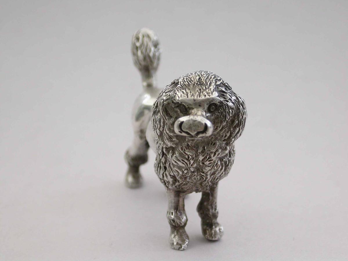 Edwardian Cast Silver Poodle Model. By Saunders & Shepherd, Chester 1904