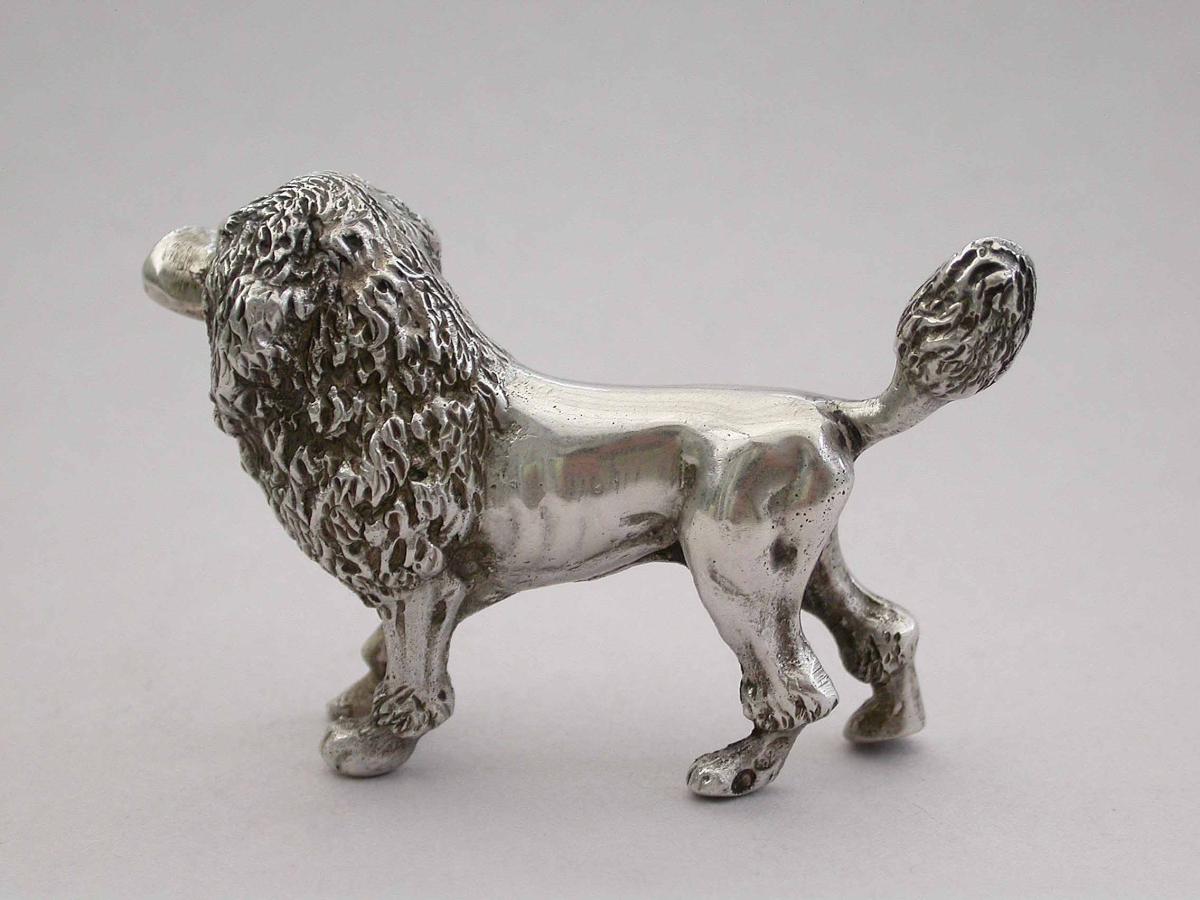 Edwardian Cast Silver Poodle Model. By Saunders & Shepherd, Chester 1904