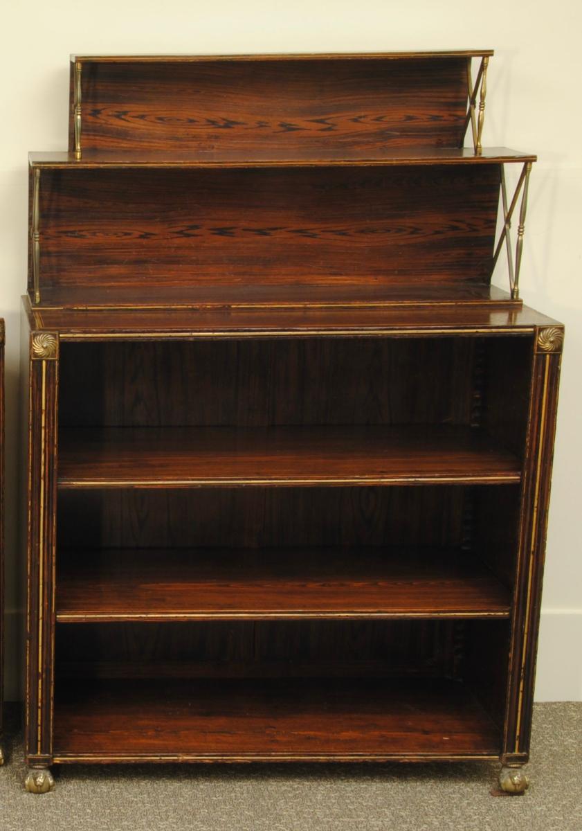 A Smart Pair of Regency Simulated Rosewood Open Bookcases
