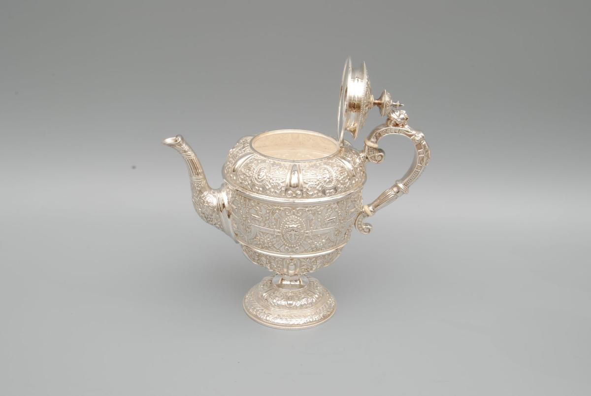Victorian 4 Piece Cellini Pattern Silver Tea Service