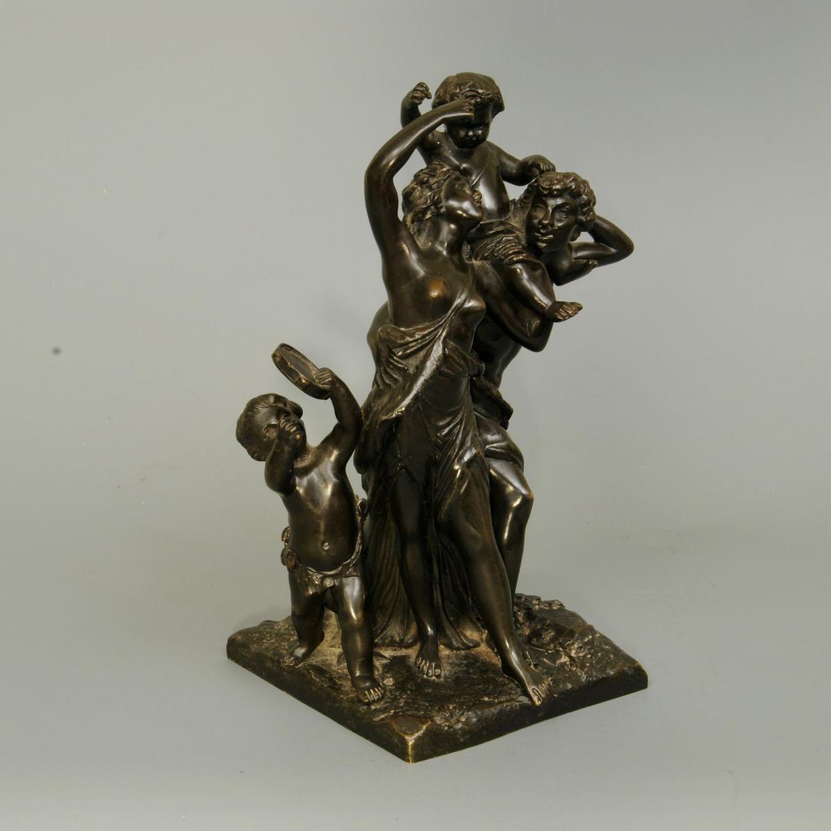 19th Century Bronze Group with Baccus, Maidens and Putti