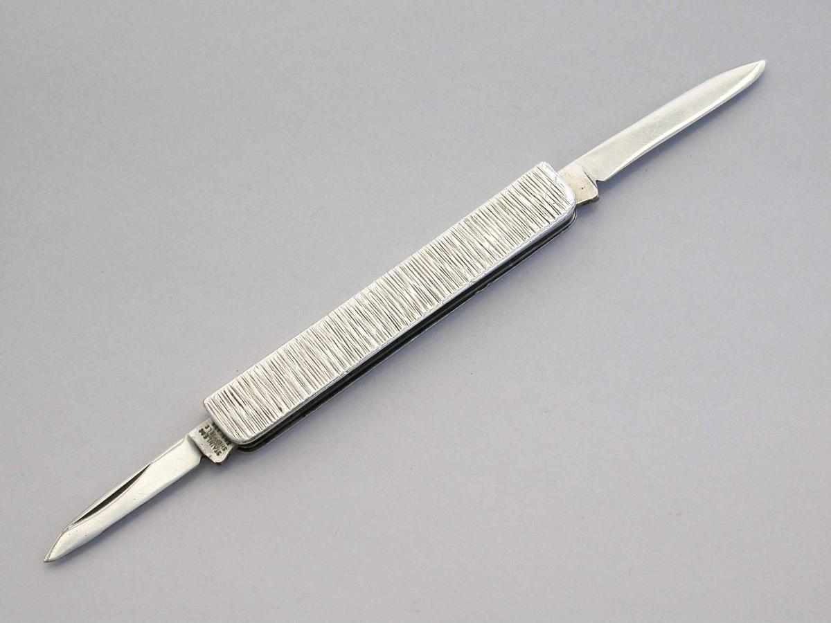 Silver Pen / Fruit Knife with Two Stainless Steel Blades