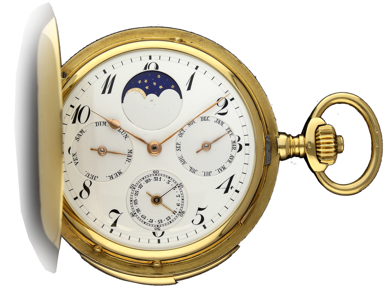 Vacheron & Constantin 18ct Yellow Gold Hunter Case Triple-Date Moon Phase Minute Repeating Pocket Watch. Circa 1916