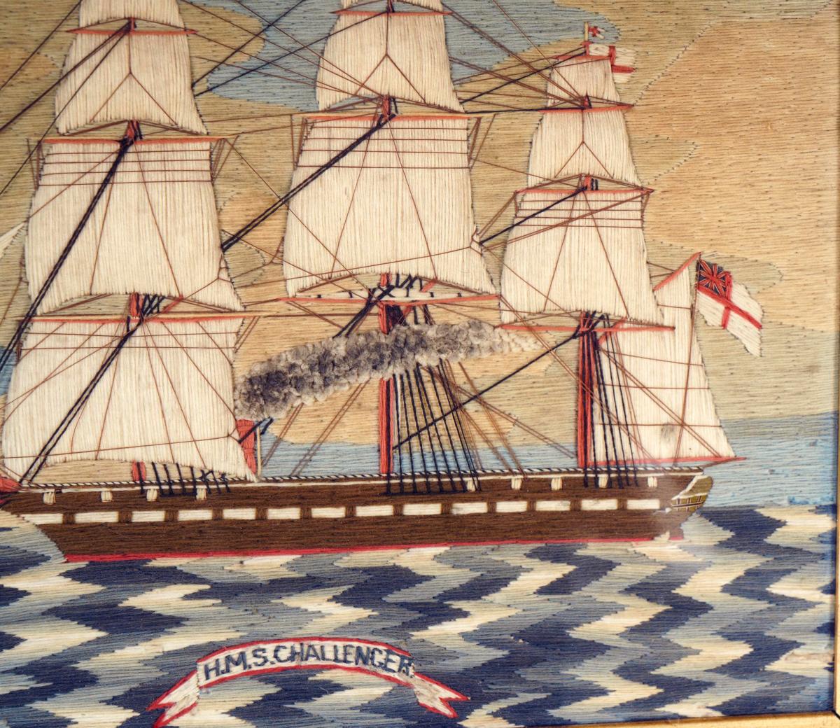 British Sailor's Woolwork of H.M.S. Challenger, Pearl-class Corvette, Circa 1865