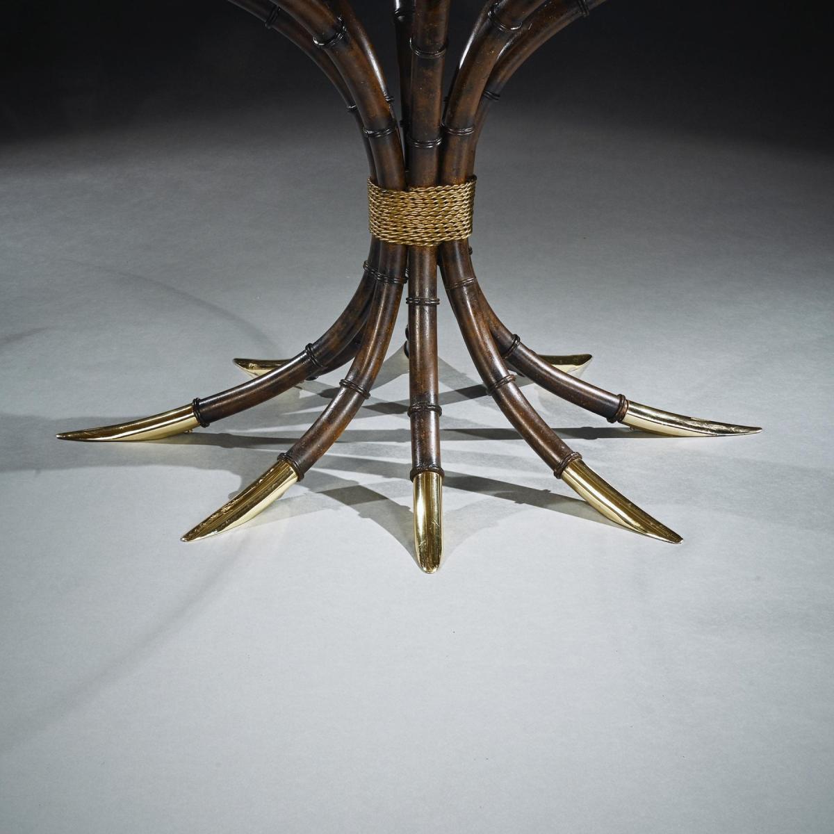 Mid 20th Century Italian Faux Bamboo And Parcel Gilt Dining Table