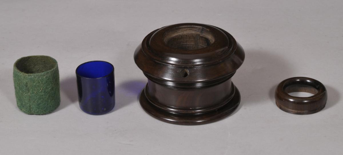 S/5292 Antique Treen 19th Century Lignum Vitae Ink Pot