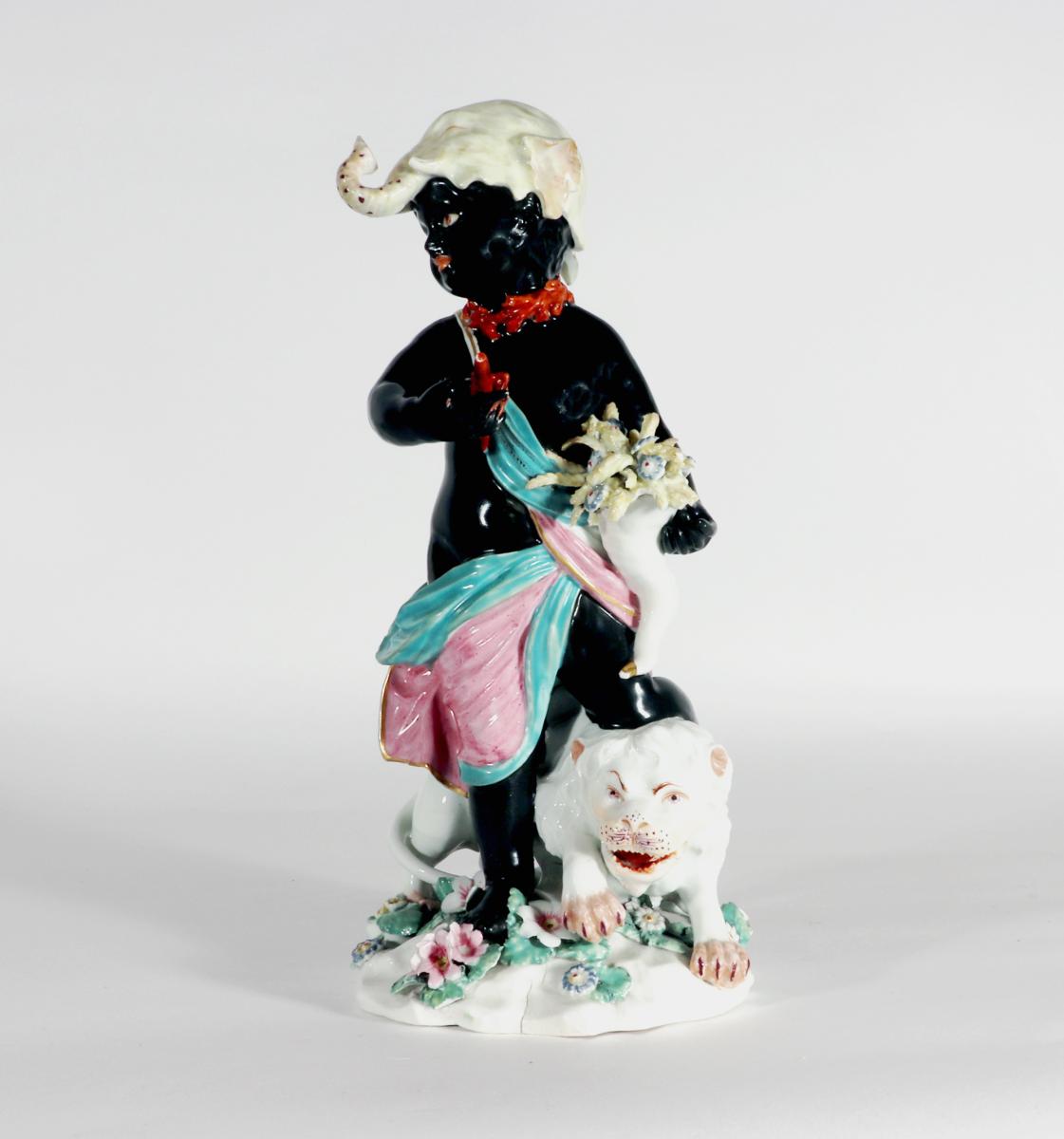 18th-Century Derby Porcelain Figure Emblematic of Africa