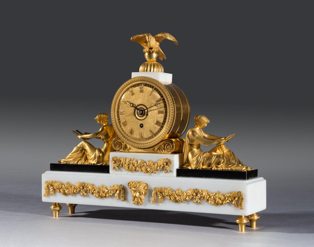 Regency Bronze Mantel Timepiece - angle
